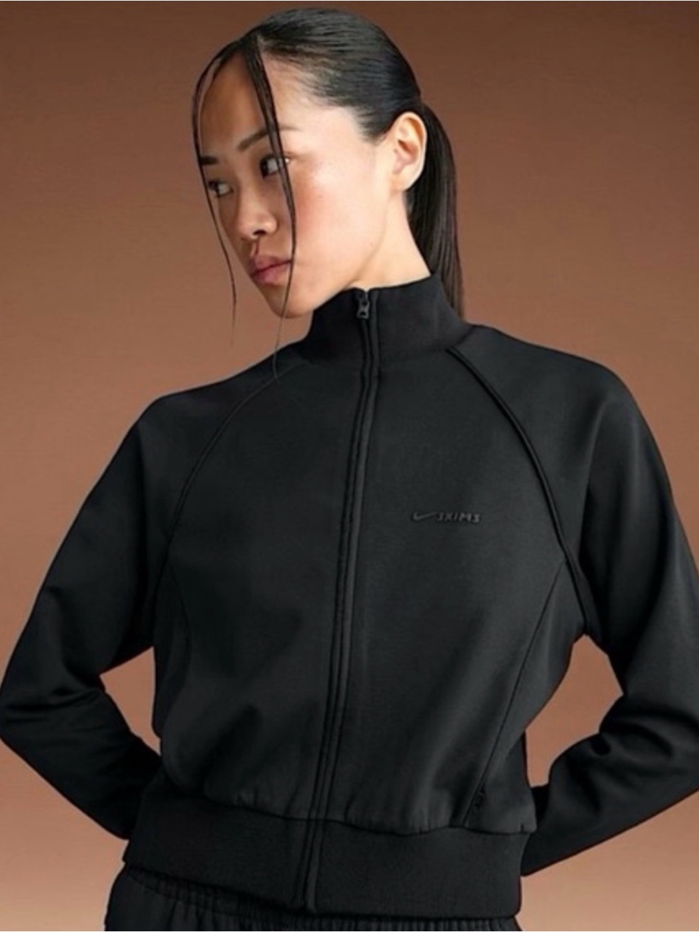 Nike Skims Women’s Black Cropped Full-Zip Track Jacket